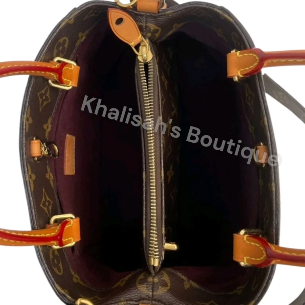 Like New! AUTHENTICATED Louis Vuitton Montaigne Top Hand Bag Brown Canvas LV - Picture 9 of 16